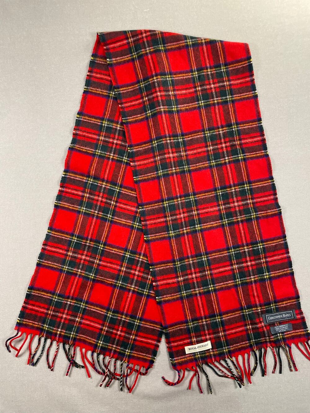 Vintage Christopher Hayes Lambswool Scarf Royal Stewart Tartan Plaid England